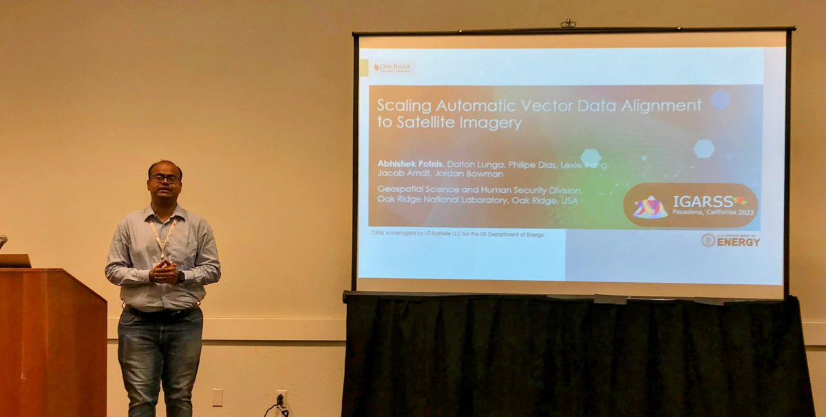 abhishek_potnis's tweet photo. It was a great experience to present two of our papers on - (1) Towards #Geospatial KG-Infused Learning and (2) #Scaling #GeoAI Workflows at @IEEE_GRSS’s @igarss! Grateful to my awesome colleagues at @GSHS_ORNL for their support! #EarthObservation #RemoteSensing #IGARSS2023 https://t.co/WvMAXFkLC1