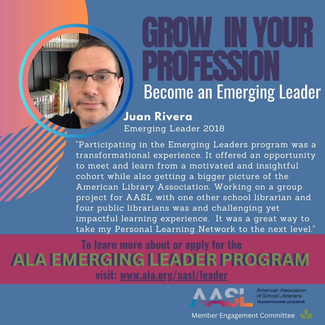 Applications for the 2024 class of Emerging Leaders are due Sept 9. Previous AASL Emerging Leaders cohorts created invaluable resources like the Defending Intellectual Freedom: LGBTQ+ Materials in School Libraries resource guide. Apply today at ala.org/aasl/leader.