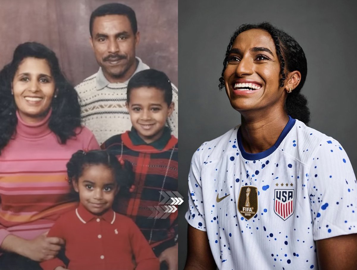 FOS's tweet image. Naomi Girma's dad fled war in Ethiopia and started a kids soccer club in San Jose.

Her story since:
• Stanford Captain
• Overcame torn ACL
• Masters in Engineering
• Drafted #1 overall

Today, she makes her World Cup debut — the first of Ethiopian descent to make the USWNT.