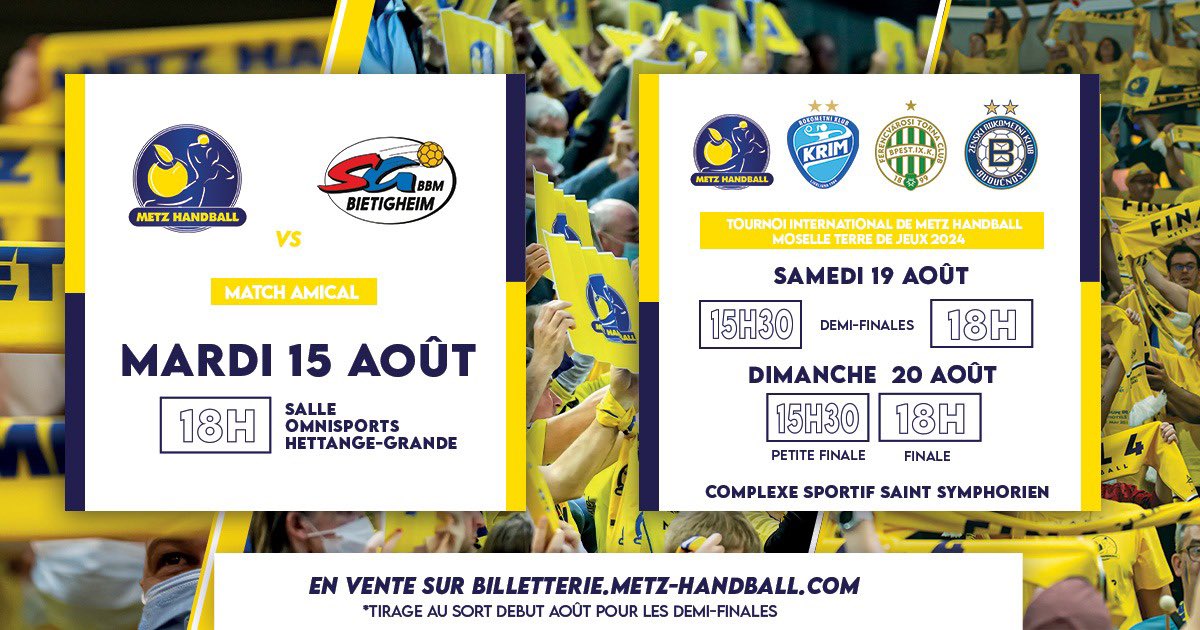 Metz Handball on Twitter "Supporter, la billetterie des matchs amicaux