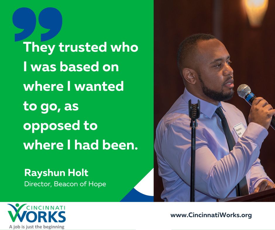 Rayshun has always been destined for greatness! He is the face of hope & a champion for fair chance hiring. Thank you @StandTogether for shining a light on Rayshun’s powerful story, which highlights the crucial mission of Cincinnati Works. standtogether.org/news/beacon-of…