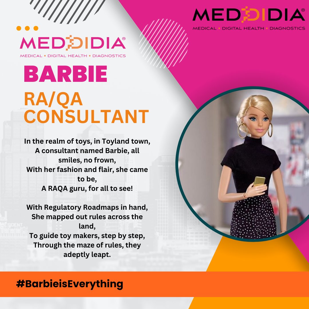 MedDiDia's tweet image. Could we have a new team member?
#BarbieTheMovie  #BarbieIsEverything 

Read the full story - shorturl.at/ln168 

#RegulatoryAffairs #RAQABarbie
