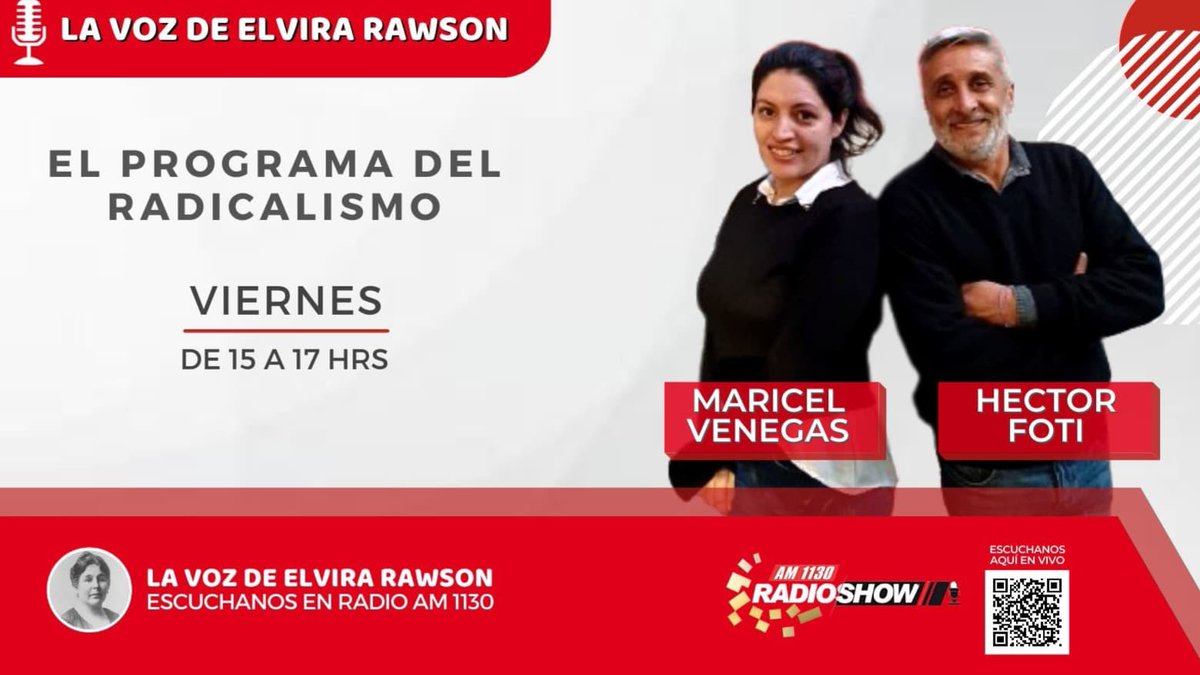 foti_hector's tweet photo. Hoy viernes!!! Escucha!! @ElviraVozde🇮🇩🇮🇩 @am1130 Entrevistas, Noticias y toda la actualidad política #programa101
@ateneorecoleta @hernan_najenson @UCRCapital @UCRNacional @GugaLusto @radicalesxarg @marielacoletta @CarlaCarrizoAR @MaricelVenegas5 https://t.co/NjwkKMxUzc