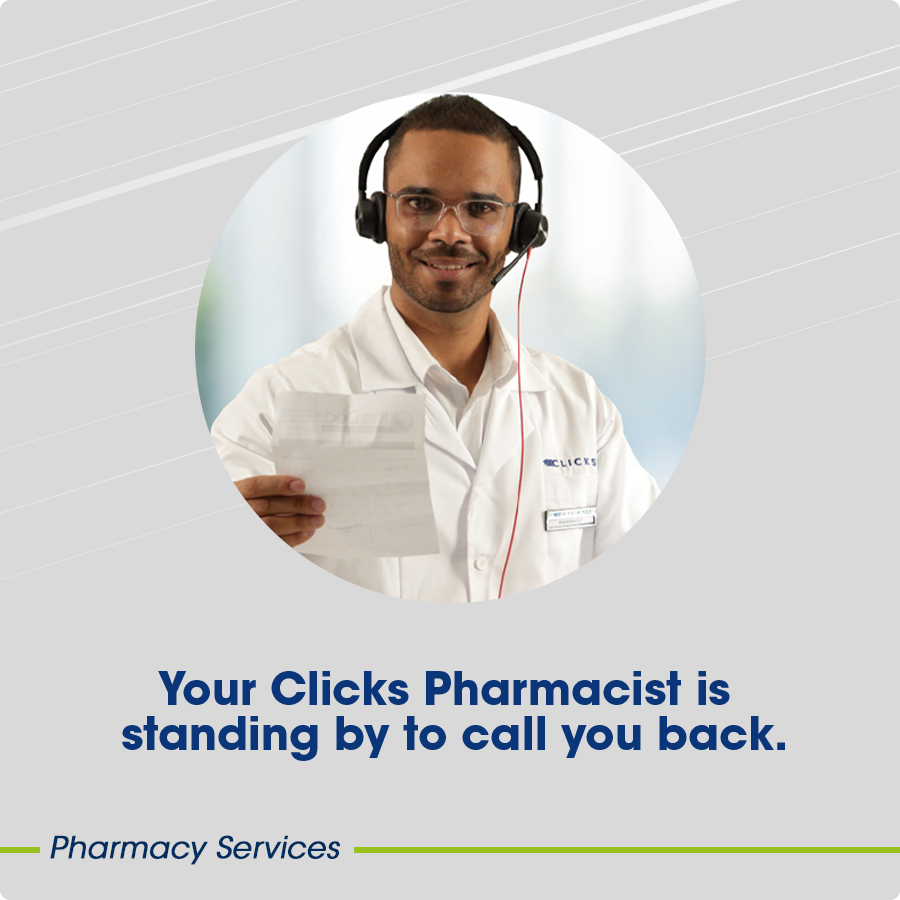Clicks_SA's tweet photo. Do you have a question about your medication or need guidance? ๐ญ
Our Clicks Pharmacy Chat Service is here to assist you.
Your health matters to us, and we're just a chat away. ๐ > https://t.co/5XvvrZXAdj
#PharmacyChat #Medicine #Adherence https://t.co/K2GAubZkSp