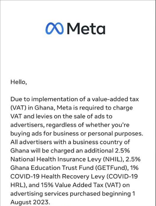 🇬🇭VAT in Ghana: From 1st Aug '23, social media businesses face 15% VAT, 2.5% NHIL, 2.5% GETFund, and 1% COVID-19 HRL on ads. Impact on budgets, strategies, compliance, & consumers? Share your thoughts! 🤔 #VATinGhana #ShareYourInsights 📊