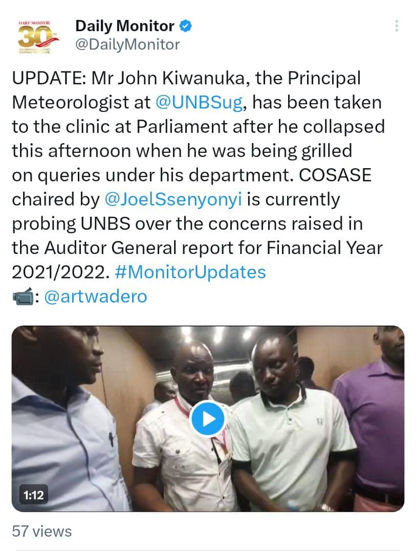 In our inquiries, sometimes the questions are hard and pointed, only because we want Gov't officials to account for public resources. We wish Mr. Kiwanuka a quick recovery. After his recovery, we shall then demand for answers from him!