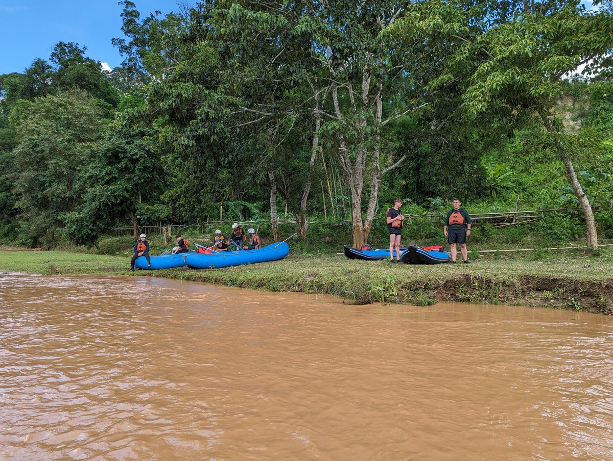 MrScullyCCC's tweet photo. Team 1 has enjoyed our 2 days of rafting and our meeting with this young pregnant lady.  Spent an hour walking with her. @CartertonCC #CCCThailand2033 @OutlookExpeds https://t.co/DX2p5TzKmc