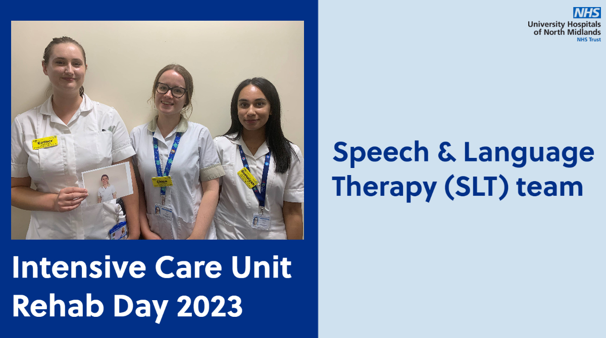 #ICURehabDay | Meet the Speech &amp; Language Therapy Team 👋

Speech and Language Therapists on critical care assess and manage patients with swallowing and communication difficulties, including supporting those who cannot communicate verbally.
