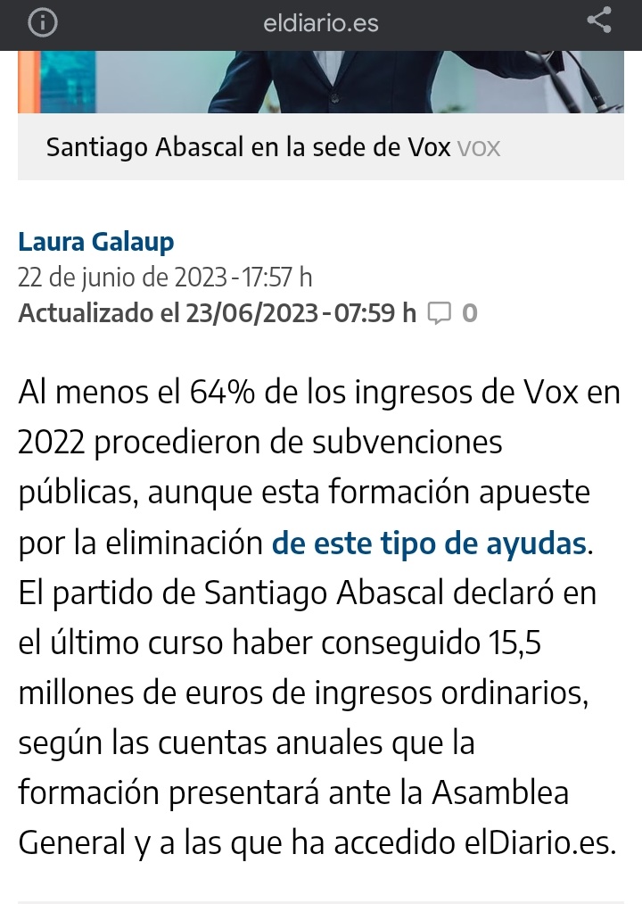 Hace tres años me desafilié de Vox. Hoy recibo este mensaje pidiendo dinero, para variar. Hubiera entendido este mensaje al principio de la campaña electoral, pero...Ahora que ha finalizado no tiene lógica y menos con las cifras económicas que manejan.