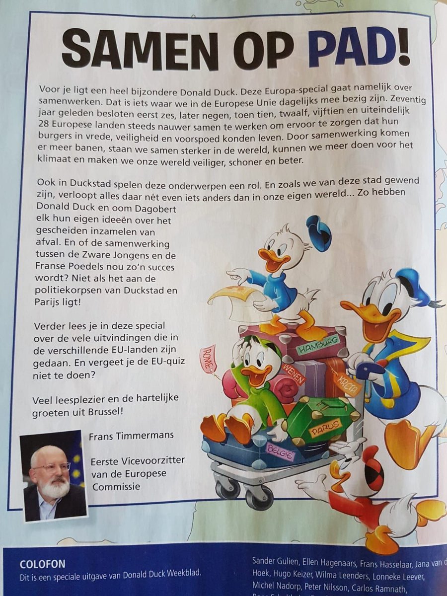 Demagoog Timmermans die zich geroepen voelde om zelfs in de Donald Duck basisschoolkinderen op een schaamteloze manier te indoctrineren.