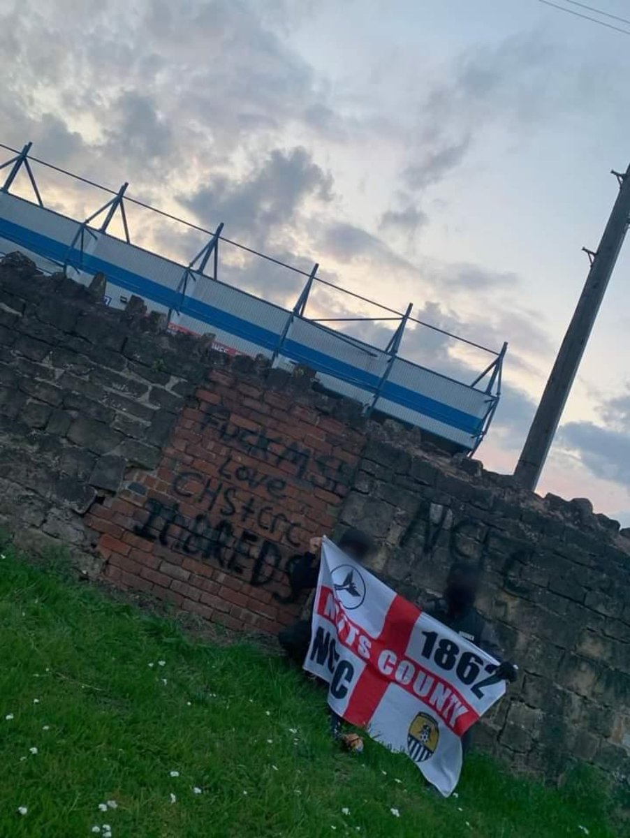 away_ends's tweet photo. Notts County Went To Mansfield Town Stadium (Yesterday) &amp; Put F*ck Stags On Walls + Roads ⚫️⚪️...

(#)- #Notts | #Stags | #NFFC https://t.co/YzCkTRAFYS