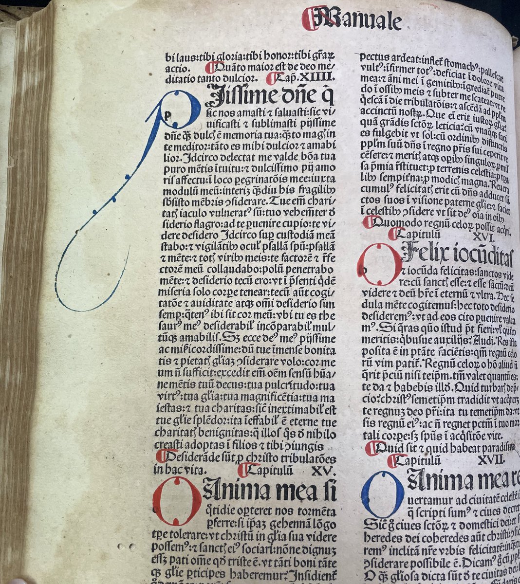 A whole lotta book history here in this stunning beauty of an #incunable in near perfect condition with intact clasps on tooled pigskin, manuscript fragments and extended initials. 

Can you spot the visible watermark? #fragmentfriday #watermark #incunabula