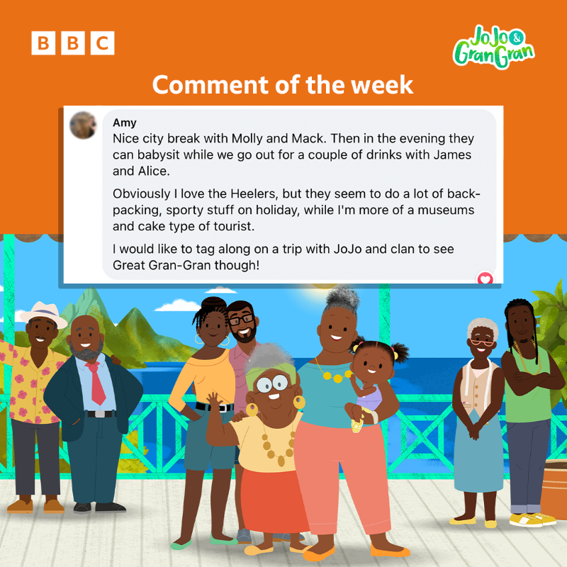 CBeebiesHQ's tweet photo. Does anyone else fancy a holiday to Saint Lucia? ποΈβοΈ
Watch JoJo & Gran Gran on @bbciplayer
#JoJoAndGranGran #CBeebiesCommentOfTheWeek https://t.co/aBK42S60Zv