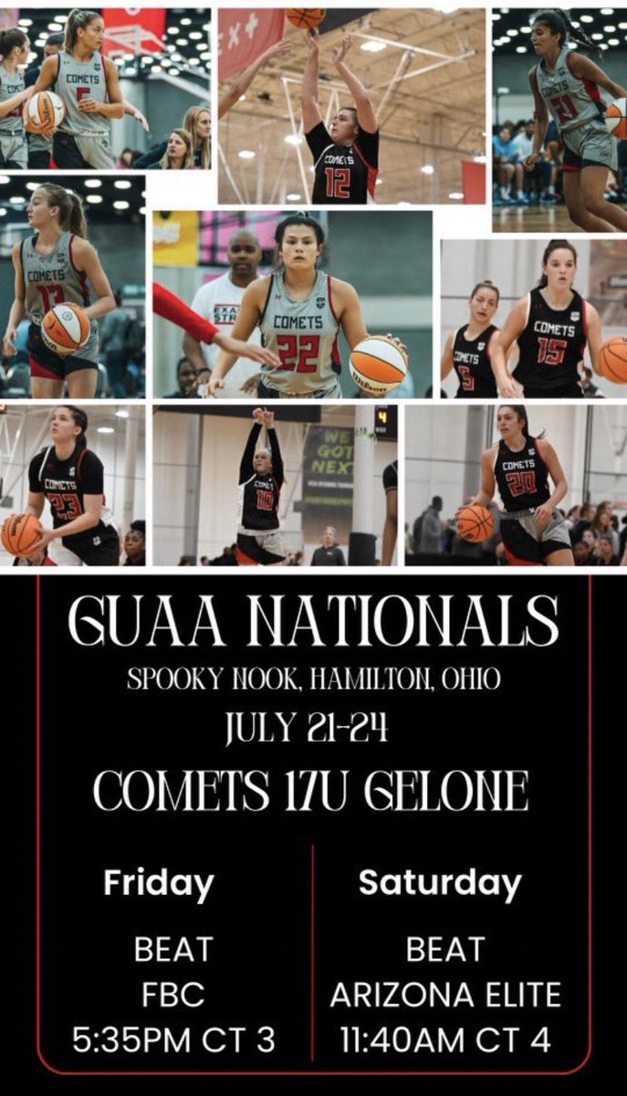 Schedule for my last AAU tournament ever! So happy that I got to do it with such a great group of people, excited to play hard this weekend!