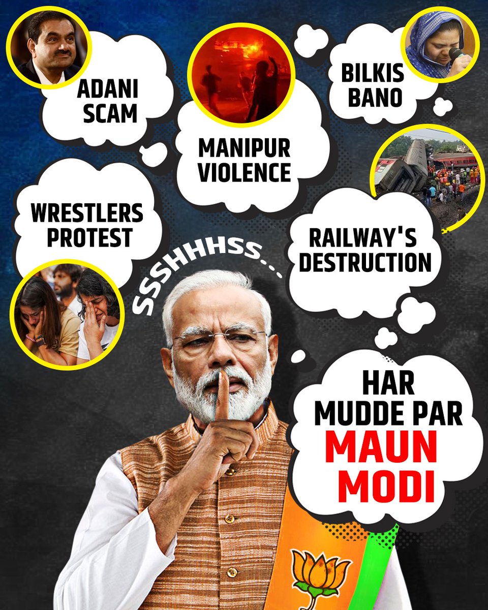 DevenderYadav_'s tweet image. हर एक मुद्दे पर मौन है Modi 🤐