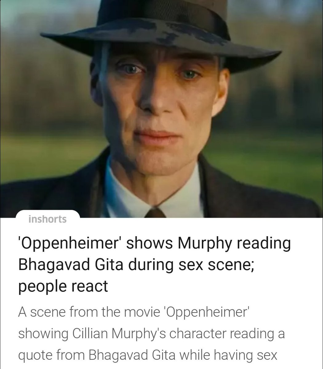 Now Hollywood also needs to learn some ethics as Oppenheimer shows Murphy reading Bhagawat Gita during sex scene, need to boycott the film. Stop disrespecting hindu's  sentiments.
#oppenheimer #boycottOppenheimer
#Hollywood @CillianMurphyOG #cristophernolan