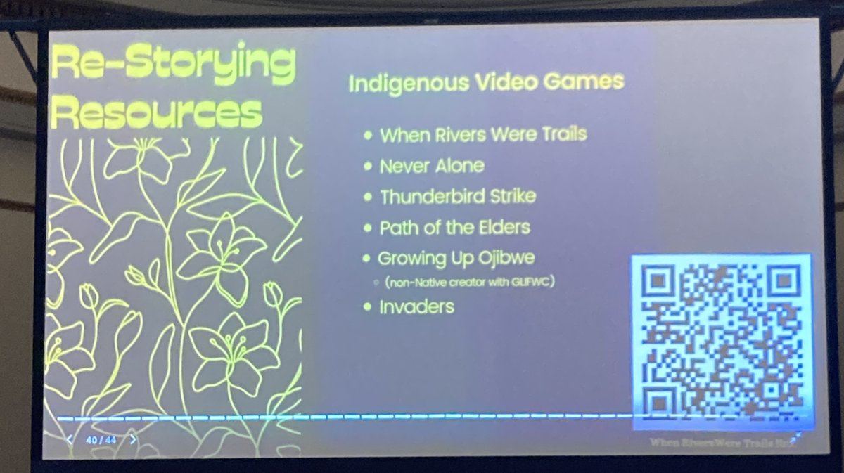 Looking for indigenous video games? Thanks to @historianhuettl for sharing this list! #PML2023 @Play_Make_Learn #edchat #play #unconventionaledu