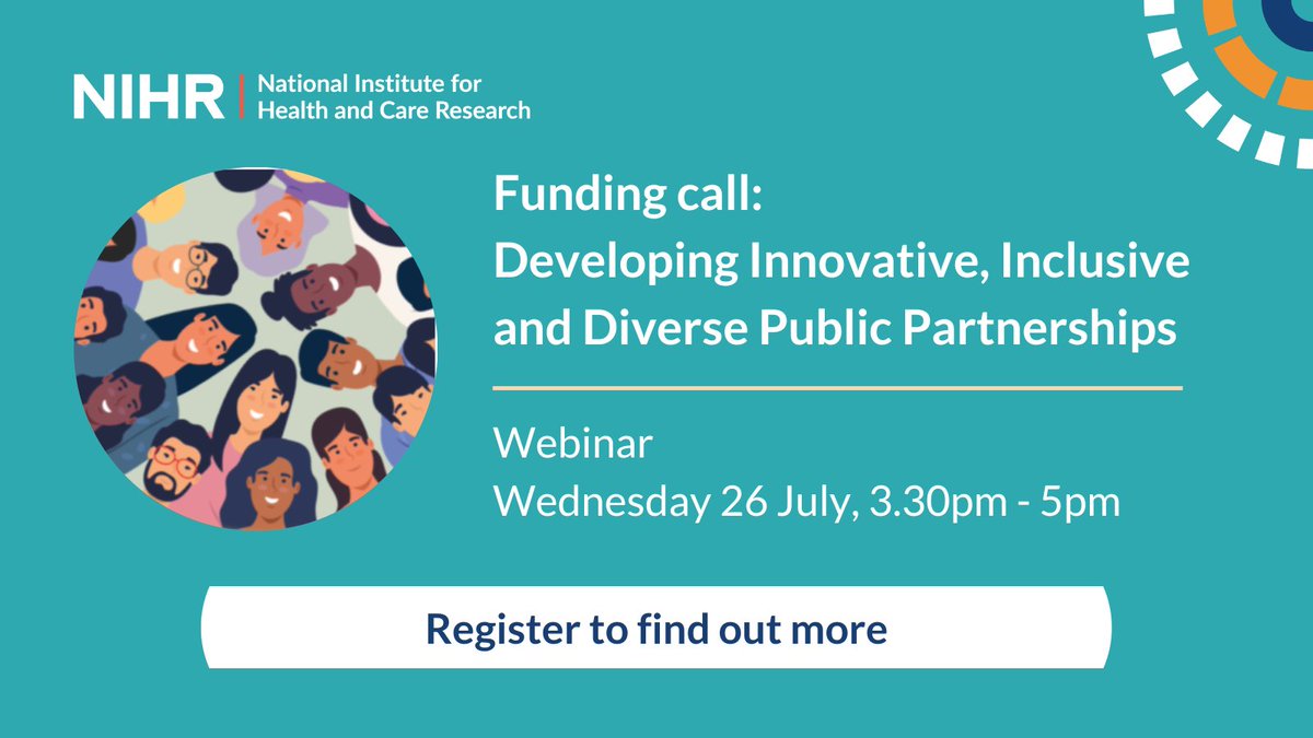 Are you a community group, charity or social enterprise? We are inviting community groups like yours to work with health and social care researchers in this unique funding call, opening in August.

Register for the upcoming webinar to find out more: nihr.ac.uk/documents/agen…