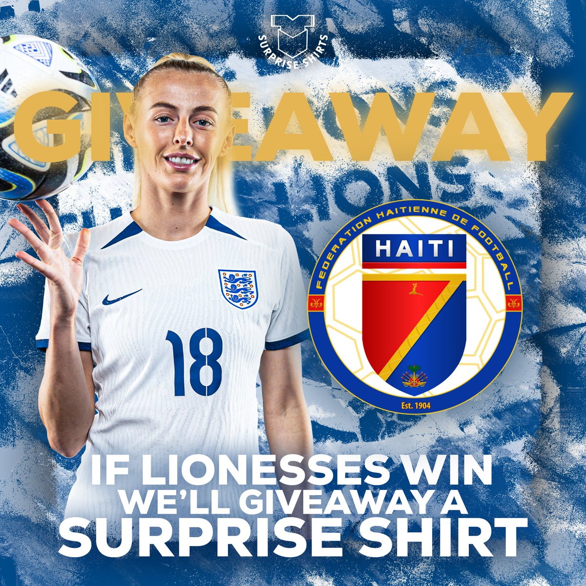 It's time for a GIVEAWAY! 😍

If the Lionesses beat Haiti tomorrow, we'll give away a surpriseshirts.co.uk mystery shirt! 🇭🇹👕

♻️ Retweet
✅ Follow <a href="/SurpriseShirts/">Surprise Shirts</a> 

That's it! Good luck 🏴󠁧󠁢󠁥󠁮󠁧󠁿 #LionessesDownUnder #Lionesses #FIFAWWC #BeyondGreatness