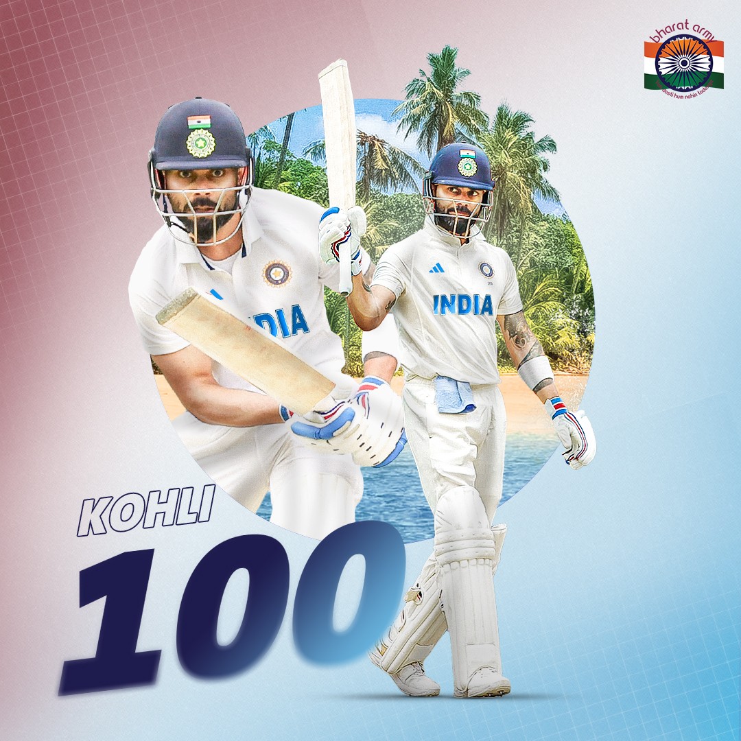 thebharatarmy's tweet photo. 💯🏏 The King is back. Test century no. 29, and he's just getting started.

📷 Getty • #ViratKohli #WIvIND #INDvWI #TeamIndia #BharatArmy https://t.co/WVxvvKr3Rg