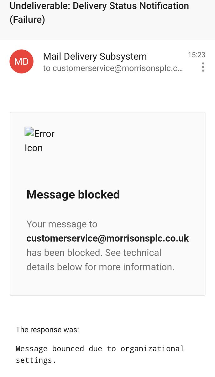 NathanWyn94's tweet photo. @Morrisons @MorrisonsNews I had a reply today, I replied and my email has been blocked. I've not been rude I've not said anything wrong. I got told they are refering to insurance. Completely ignoring my complaint about how been treated. https://t.co/FUF6mnALZY