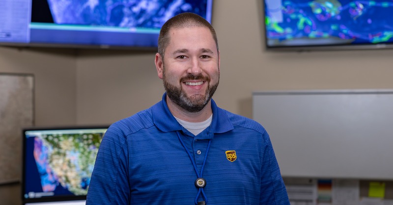 UPSPolicy's tweet photo. From part-time package handler to meteorologist, @UPSers Justin Hilliard is proof that at @UPS, we don’t just offer jobs—we create career pathways. With our promote-from-within culture &amp; Earn &amp; Learn program, 18K+ employees have transitioned into management from union positions.
