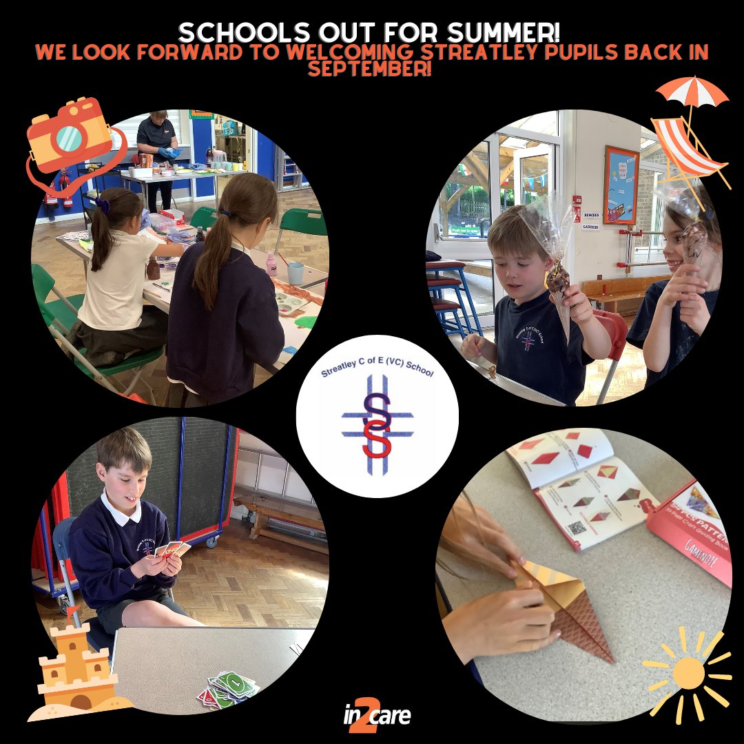 in_2_care's tweet photo. Schools out for Summer🏖️ 🐚 🌊⛺☀️

A few snapshots of our last week at Streatley @Streatleysch 🏫

We look forward to welcoming old and new faces in September! 

#in2care #childcare #wraparoundcare #readingschools #berkshireschools https://t.co/Y0UHAPqaO2