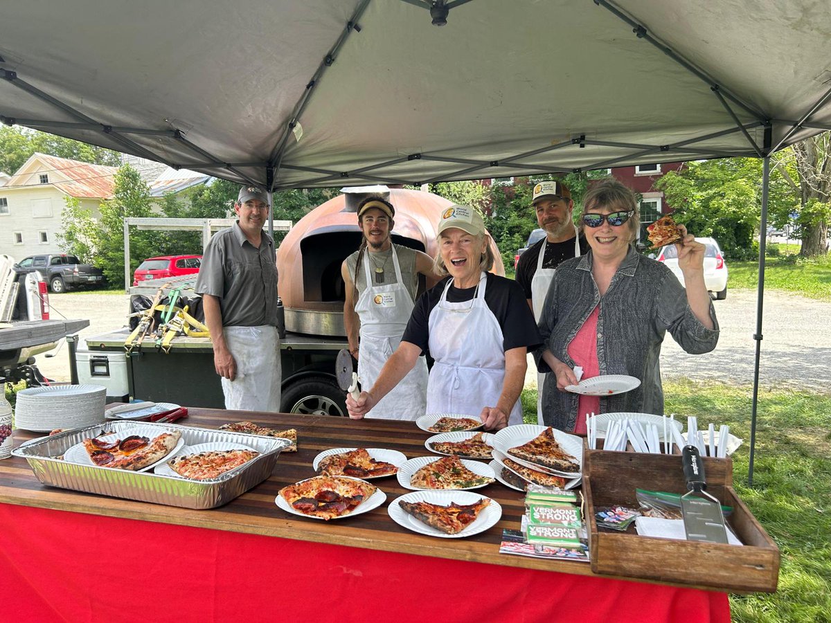 WCKitchen's tweet photo. Open Hearth Pizza took its wood fired oven to Johnson—a community in Vermont's hard-hit Lamoille County. WCK teams have been providing meals in the area for over a week &amp; these slices of pizza are bringing joy &amp; comfort to families still clearing debris. 🍕
#ChefsForVermont https://t.co/ZT3f0OszM1