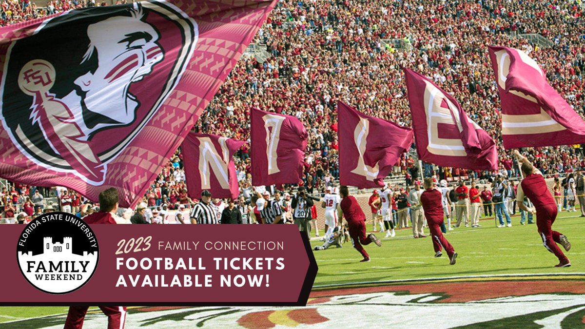 FAMILY CONNECTION FOOTBALL TICKETS NOW AVAIL! Get yours today & mark your calendar for the Family Weekend festivities including the FSU vs. Virginia Tech game on Sat., Oct. 7! Family Weekend event registration opens Aug. 1 https://t.co/I0sKk8cm8V #FSUFamilyWeekend #GONOLES https://t.co/HQFvIyQ4Xy