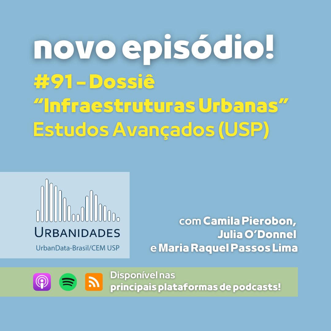 urbanidadesfm's tweet image. No episódio 91 do Urbanidades, Isabela Vianna Pinho e Mateus Cardoso recebem @camila_pierobon, @juliagodonnell e @passoslima_  para conversar sobre o dossiê &quot;Infraestruturas Urbanas&quot;, publicado na Revista Estudos Avançados (@ieausp).