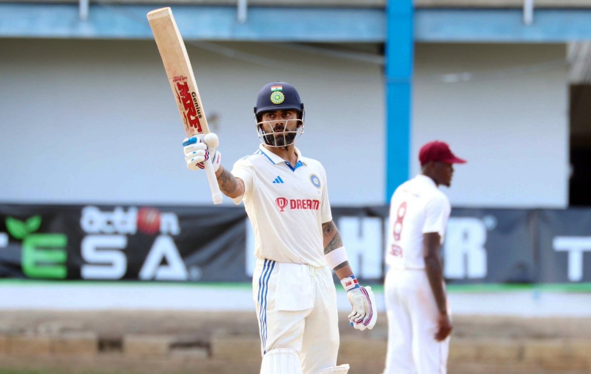 DineshKarthik's tweet photo. 100 in 500th!

A man with big numbers and a bigger heart! 
Well played, @imVkohli.

#WIvIND https://t.co/PD1xR0hFDM