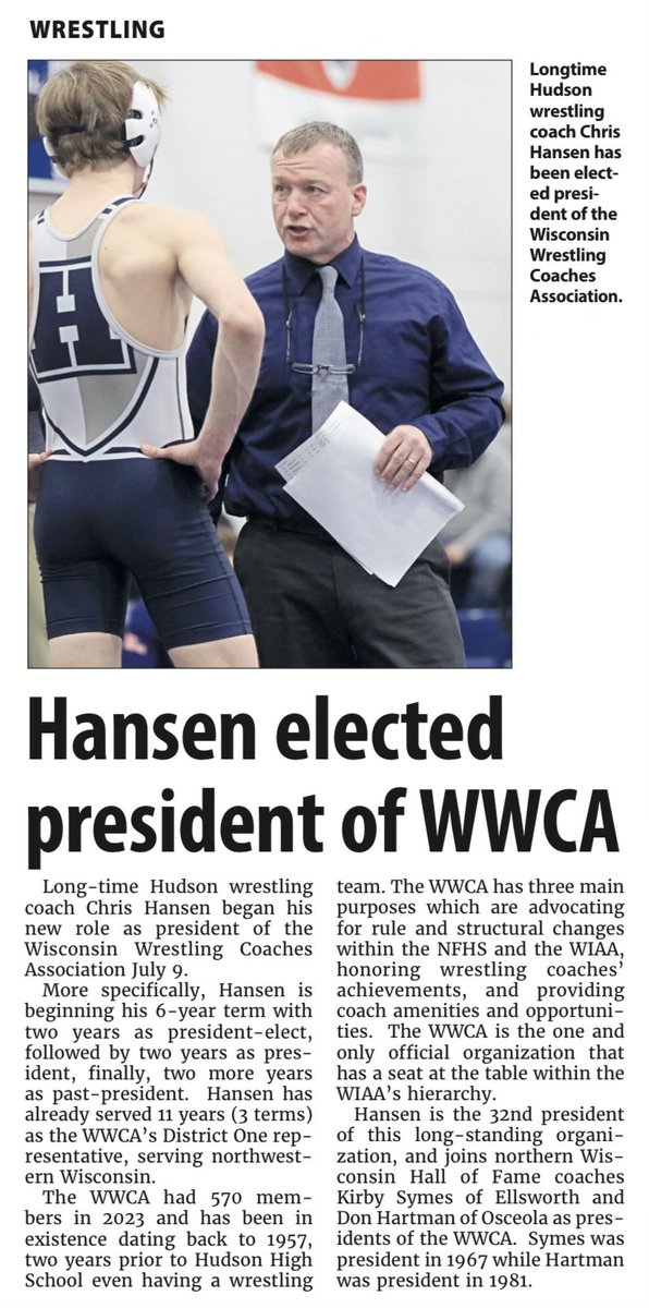👀 Hudson’s Chris Hansen elected as President-elect