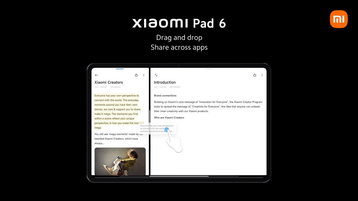 XiaomiUK's tweet image. Simply drag and drop with #XiaomiPad6!

This new amazing product is #BuiltForWork #DesignedForEase