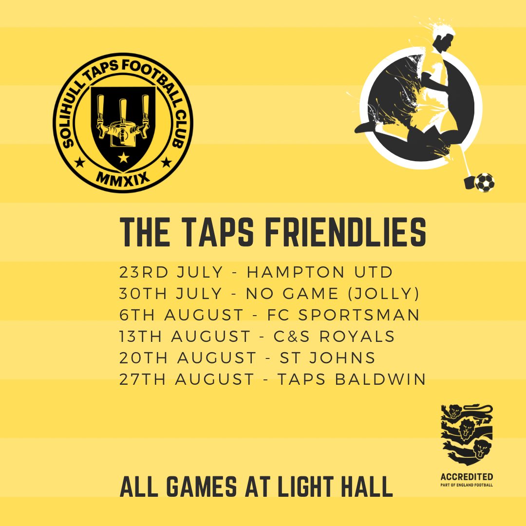 SolihullTapsFC's tweet photo. Solihull Taps FC

#UpTheTaps

@Oak_Coro_League https://t.co/oxrSOkJU9N