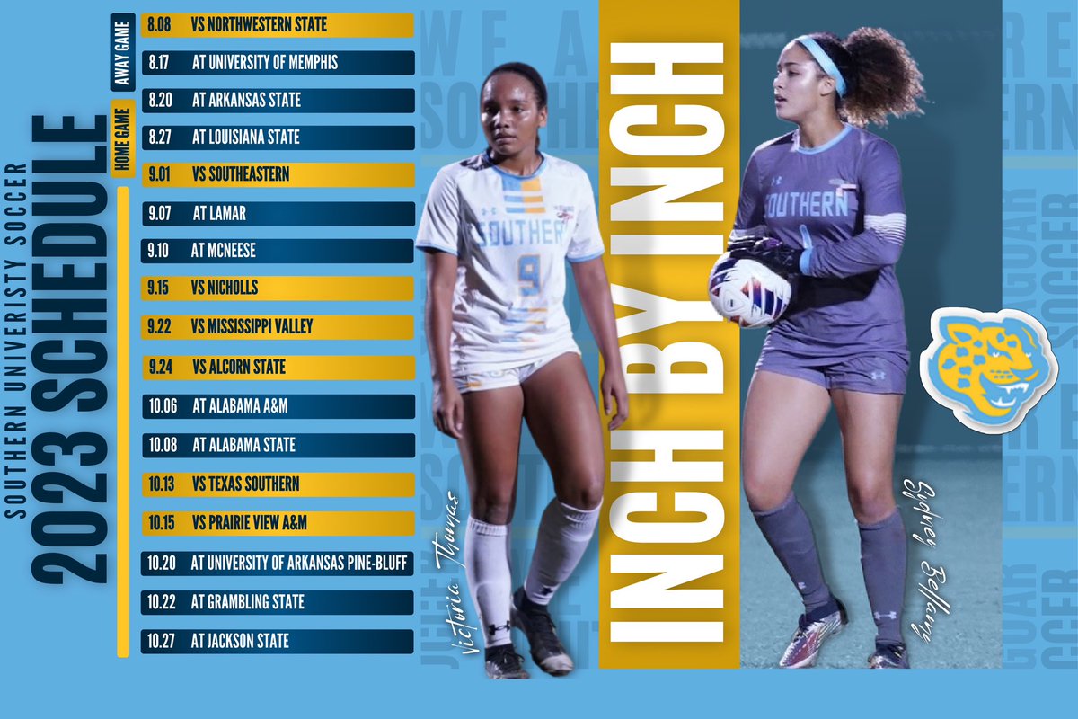Mind, Body and Soul- This Fall be sure to join us at A.W Mumford Stadium. Inch by Inch we are getting better. #soccer #swac #prowlon #southernisthestandard💙💛🐆