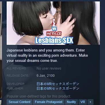 GAMERTAGVR's tweet photo. Dammit! I’ll be dead by the time Japanese Lesbian Hentai #VR thing comes to Steam… https://t.co/WYRje8TiQo