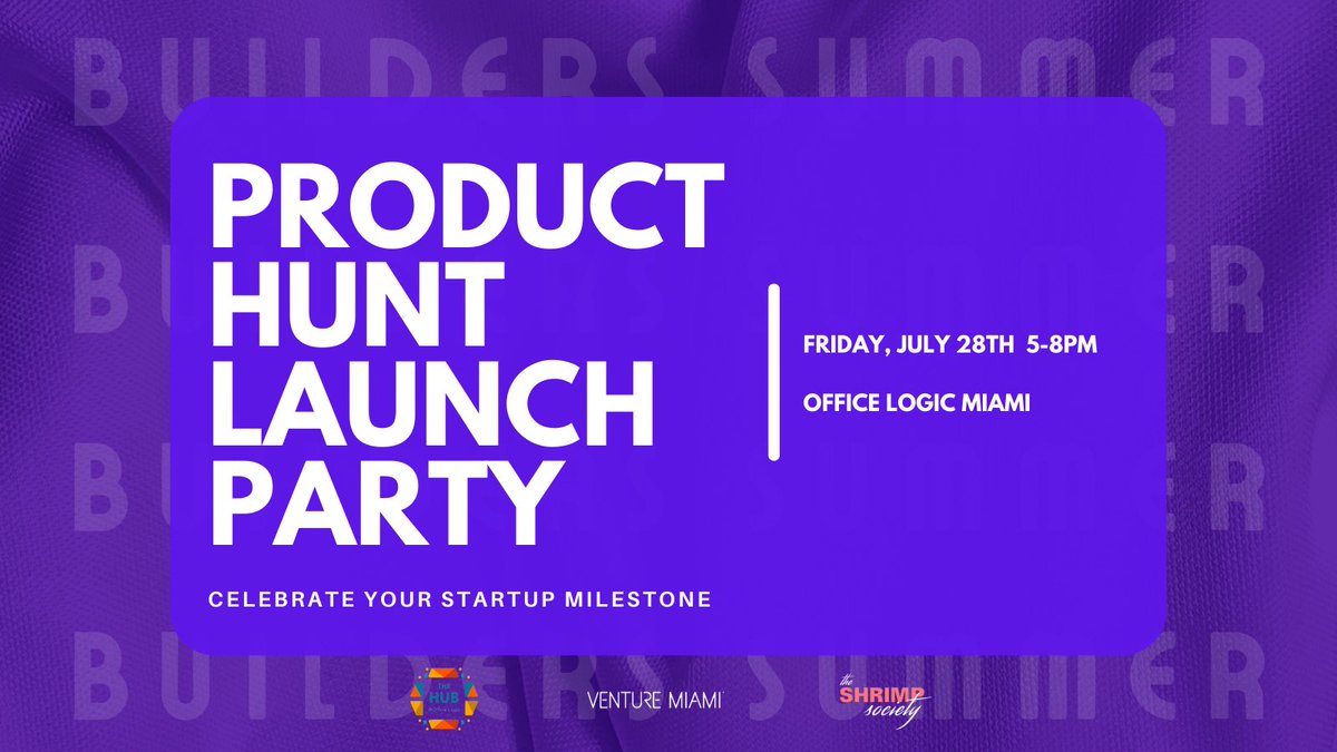 The Shrimp Society (@shrimpsociety_) on Twitter photo Celebrate your startup milestone next Friday at <a href="/officelogicmia/">The Hub @ Office Logic</a> 5-8pm.
We’ll be doing demos, upvoting products, and toasting with champagne to celebrate our builders 🎉
RSVP here: lu.ma/06jyyiql Celebrate your startup milestone next Friday at <a href="/officelogicmia/">The Hub @ Office Logic</a> 5-8pm.
We’ll be doing demos, upvoting products, and toasting with champagne to celebrate our builders 🎉
RSVP here: lu.ma/06jyyiql
