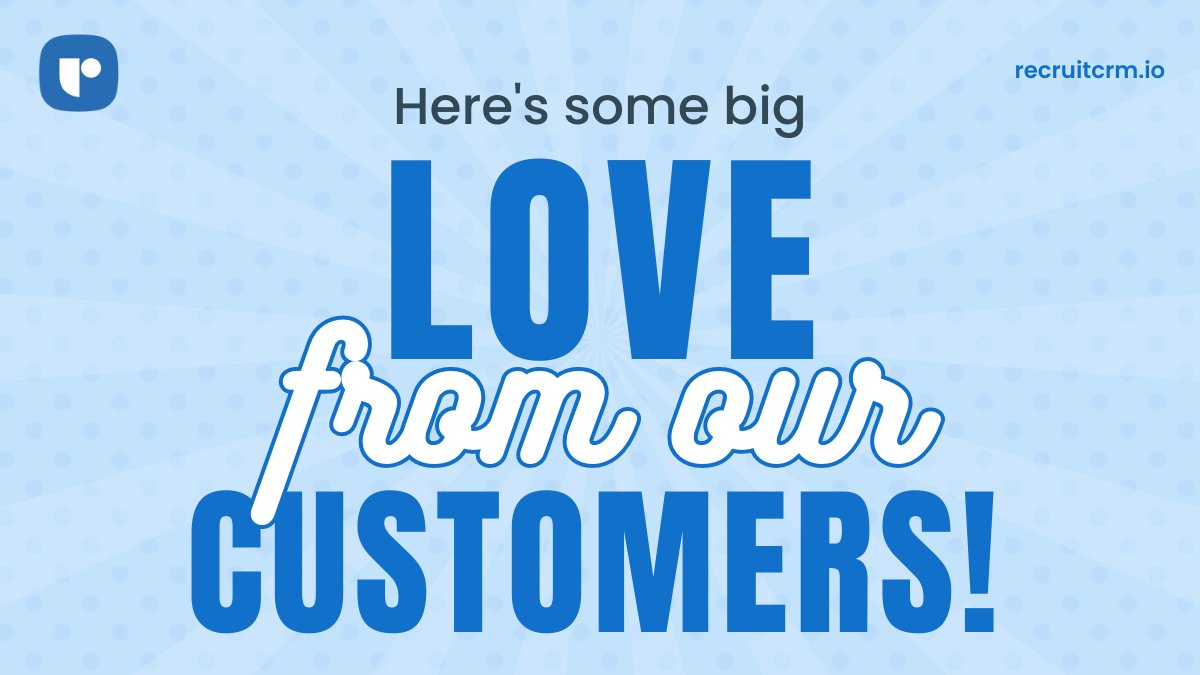CrmRecruit's tweet photo. Celebrate #GetToKnowYourCustomersDay with us! 💙 Hear it straight from the source - our valued customers have spoken! See why they're head over heels for #RecruitCRM. We appreciate all the love! 💫
#hiringsoftware #rectech #applicanttrackingsystem https://t.co/NL21qYrlct