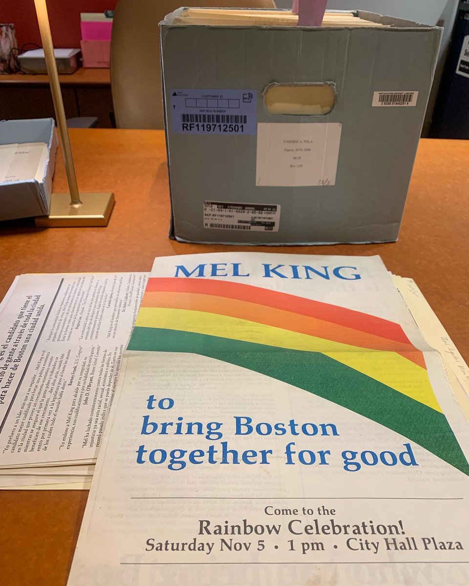 Records of Mel King’s legacy continue to reveal themselves in our collections. While looking at a folder labeled “Fliers, Agendas, Minutes 1974-1984” in Carmen Pola’s papers, we came across an ad for Mel King’s Rainbow Celebration in City Hall Plaza, part of his mayoral campaign.