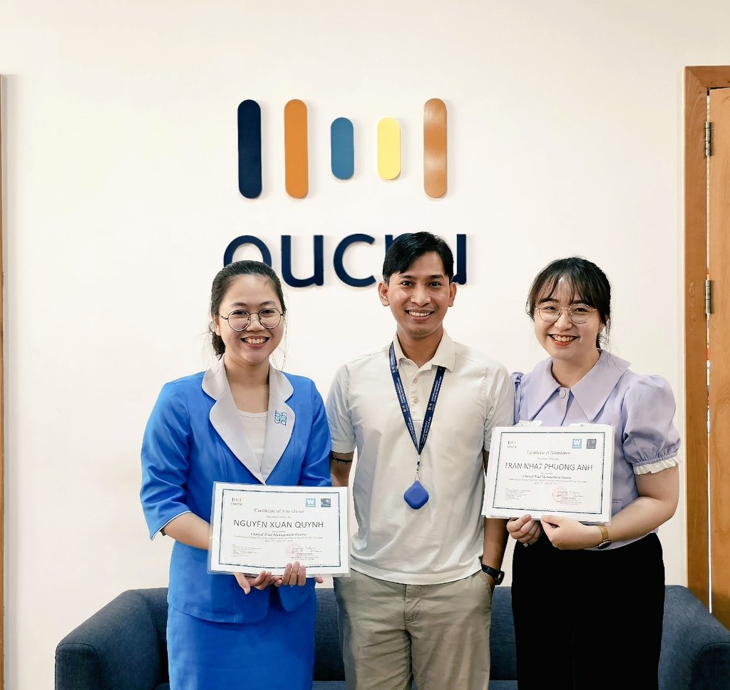 Two members from the University Medical Center HCMC have completed the Clinical Trial Management course conducted by @OUCRU_CTU <a href="/OUCRU_Programme/">OUCRU</a>. This is a 3-month course, and students will have a chance to go through the life cycle of a Clinical Trial and plan for success.