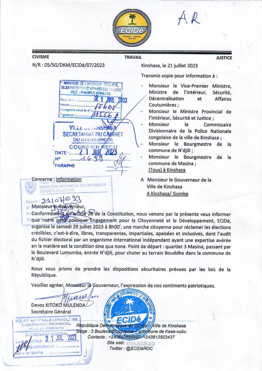 BDituzolele's tweet photo. #Politique : @ECiDeRDC saisit l'hôtel de ville pour confirmer sa présence dans la rue le samedi 29 juillet
@JeanmarcKabunda @Ecide_YouthUK
https://t.co/8uHYAJ8k96 https://t.co/hJ98udBcTn