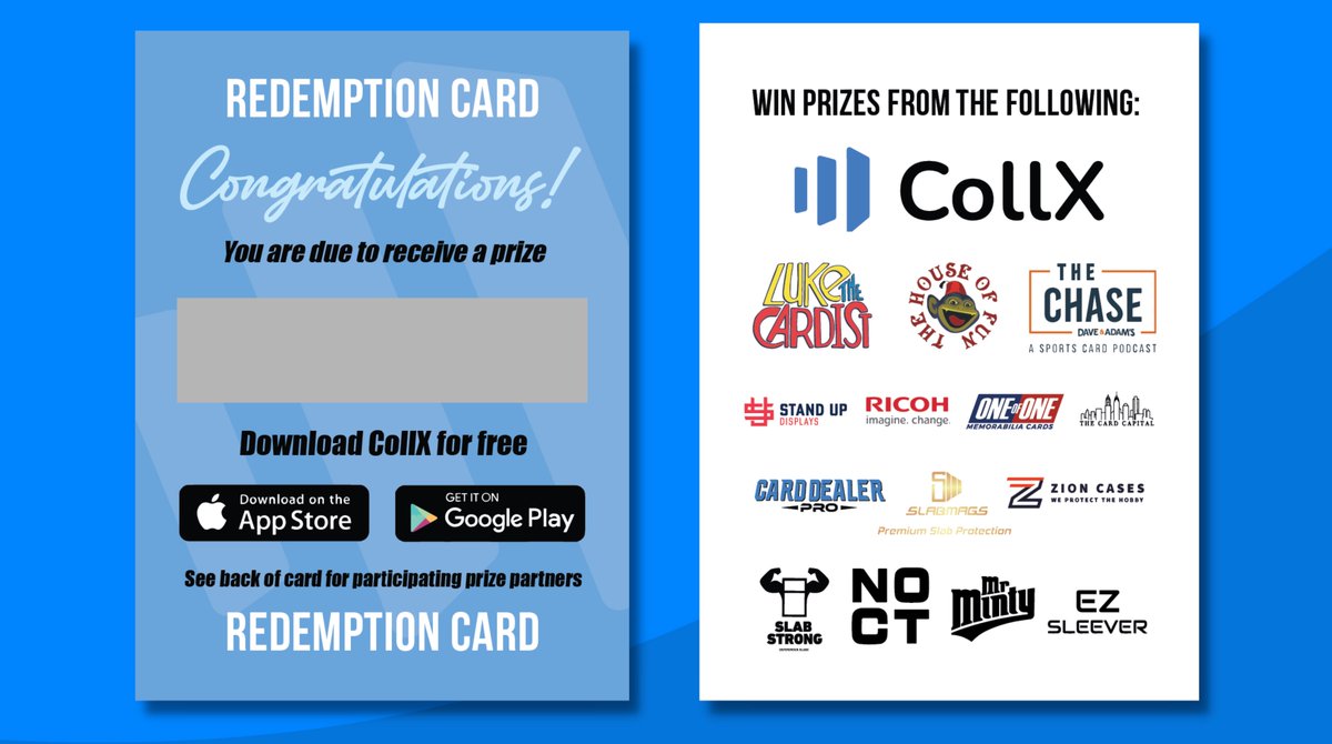 DavidGrzyTV's tweet photo. Been working on this for a few weeks with @delcorips! Introducing the CollX Redemption Card at the @nsccshow. Come to the @CollX_App Booth 1522 at the Breaking Pavilion next week in Chicago. Show us you downloaded CollX &amp; get a chance to win some prizes from our hobby friends. https://t.co/DXt13LjIEg