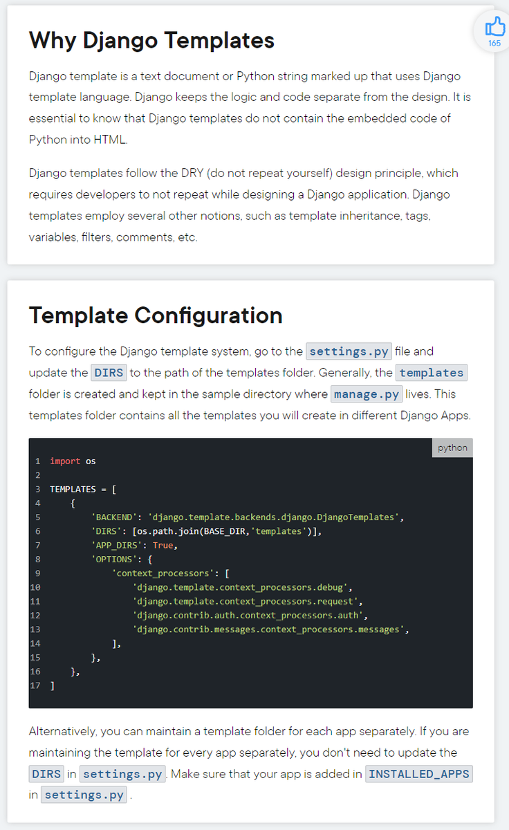 amit_tech_quest's tweet photo. Day 51
Django templates: DRY principles via template inheritance, context variables for data transfer, custom tags/filters for complex logic, auto-escaping for XSS protection, and support for all text formats.
@lftechnology 
#60DaysOfLearning2023 
#LearningWithLeapfrog 
#LSPPD51 https://t.co/jHWZGdQDtW