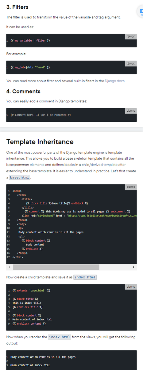 amit_tech_quest's tweet photo. Day 51
Django templates: DRY principles via template inheritance, context variables for data transfer, custom tags/filters for complex logic, auto-escaping for XSS protection, and support for all text formats.
@lftechnology 
#60DaysOfLearning2023 
#LearningWithLeapfrog 
#LSPPD51 https://t.co/jHWZGdQDtW