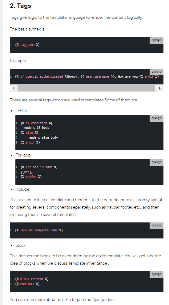 amit_tech_quest's tweet photo. Day 51
Django templates: DRY principles via template inheritance, context variables for data transfer, custom tags/filters for complex logic, auto-escaping for XSS protection, and support for all text formats.
@lftechnology 
#60DaysOfLearning2023 
#LearningWithLeapfrog 
#LSPPD51 https://t.co/jHWZGdQDtW