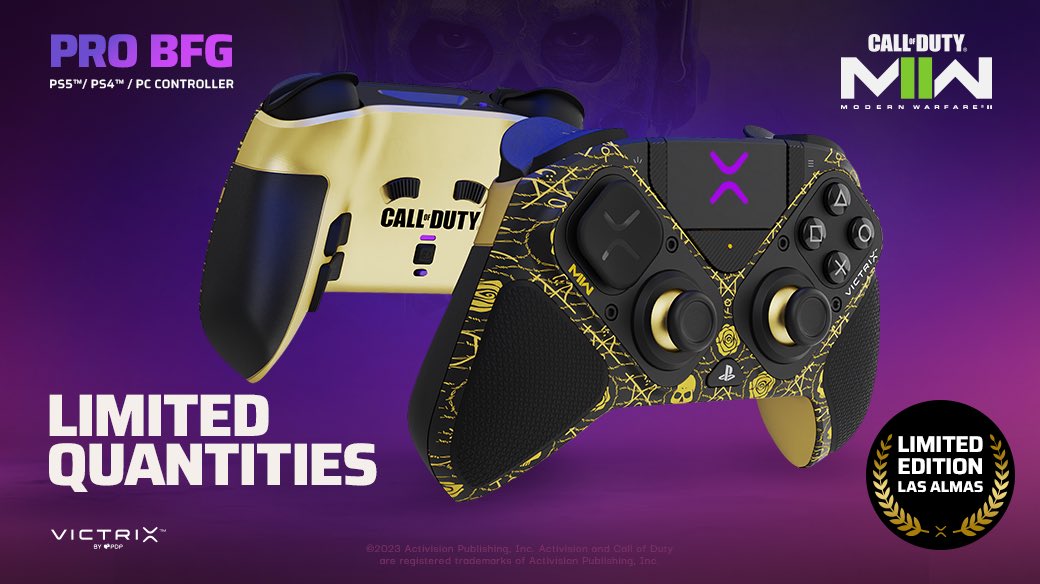 VictrixPro's tweet photo. The Limited Edition Las Almas Victrix Pro BFG Wireless Controller for PS5, PS4, and PC. Limited supply available now. 

https://t.co/srKsYt2tiY

#victrixpro #lasalmas #CallofDuty #PlayStation https://t.co/PieTihG7Cp