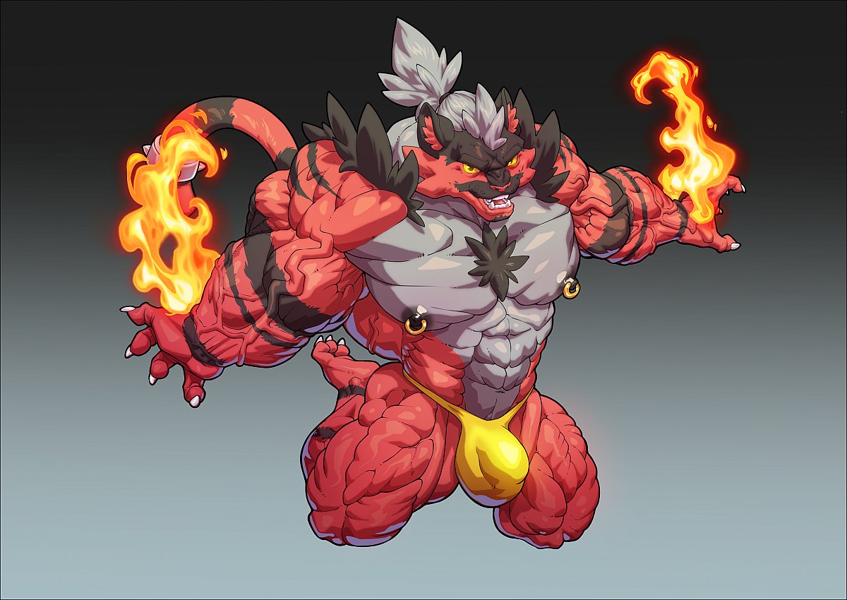 TheIfritLair's tweet photo. To keep going with the Pokemon theme, here's a commission I did for @LionRedec , his Incineroar is just so gorgeous https://t.co/gNJzikdPEE