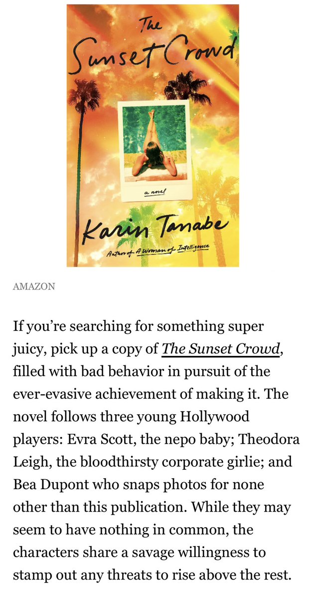 Only the coolest books get reviewed in <a href="/RollingStone/">Rolling Stone</a>—and if they’re calling it “super juicy,” you know you’re in for a wild ride. Clearly, THE SUNSET CROWD is an It Girl in novel form. ✨💛 <a href="/karintanabe/">Karin Tanabe</a> <a href="/StMartinsPress/">St. Martin's Press</a> <a href="/Areubey/">Alyssa Reuben</a>