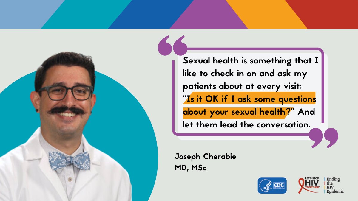 CDC_HIV's tweet image. Providers: Normalizing discussions around sexual health can help end HIV stigma.

This coming #ZeroHIVStigmaDay &amp;amp; every day, join our Clinical Ambassador @JncherabieMD in talking about sexual health during routine visits.

HIV Nexus has tips to help: cdc.gov/hiv/clinicians…