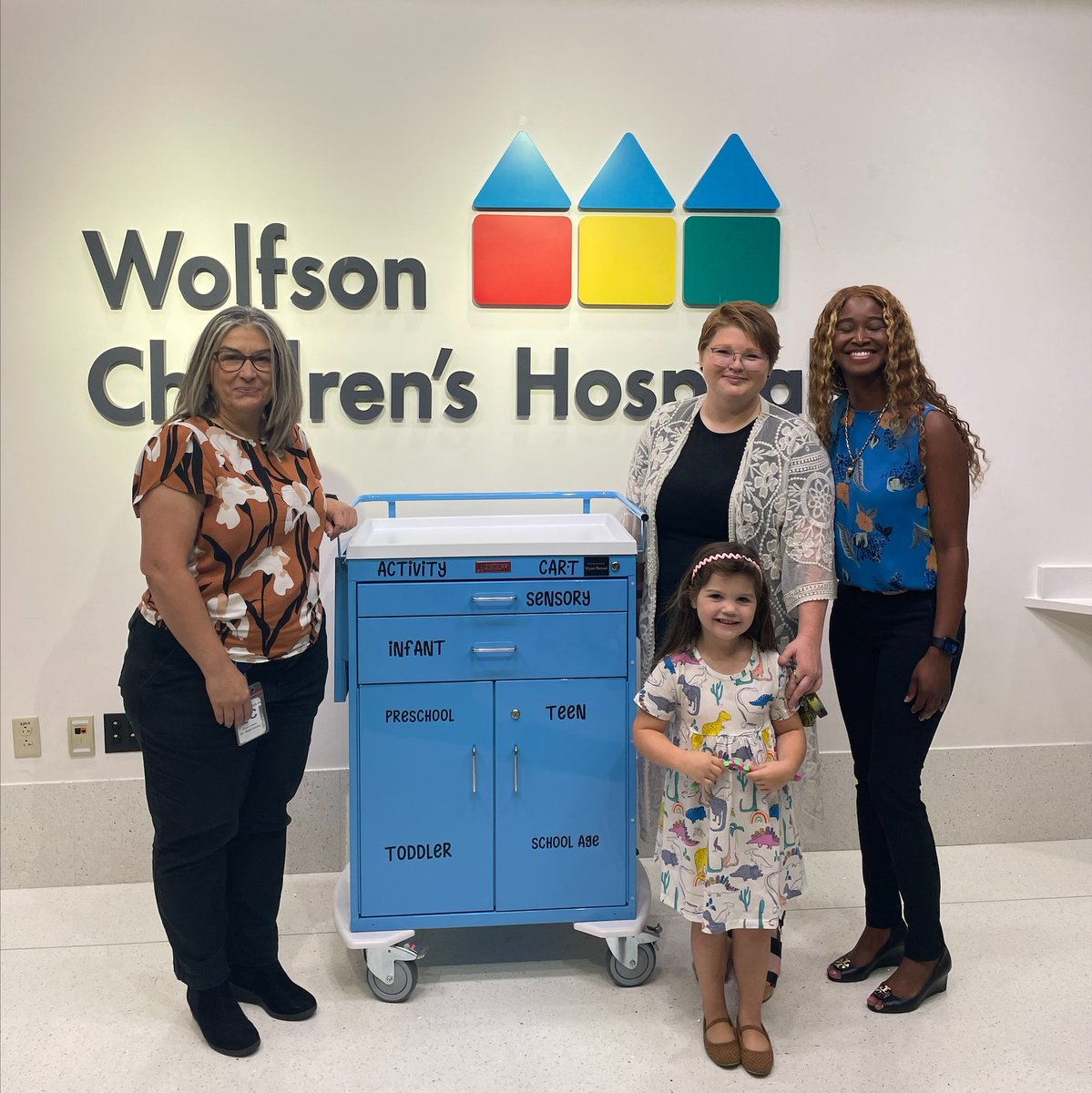 A special mobile Bright Space was created for <a href="/WolfsonChildren/">Wolfson Children's Hospital</a> in Jacksonville, FL. This cart will be used to provide entertainment and joy for children staying in the hospital, and is dedicated to an amazing little boy who spent a lot of his short life at the hospital.